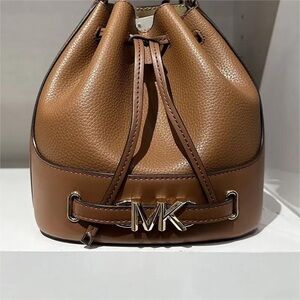 Michael Kors Brown Leather Backpack with Gold Accents